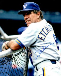 AUTOGRAPHED ANDY ETCHEBARREN 8X10 photo Milwaukee Brewers