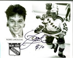 Autographed PIERRE LAROUCHE 8X10 New York Rangers Photo