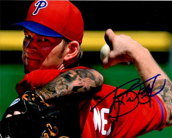 AUTOGRAPHED AJ BURNETT 8X10 Philadelphia Phillies Photo