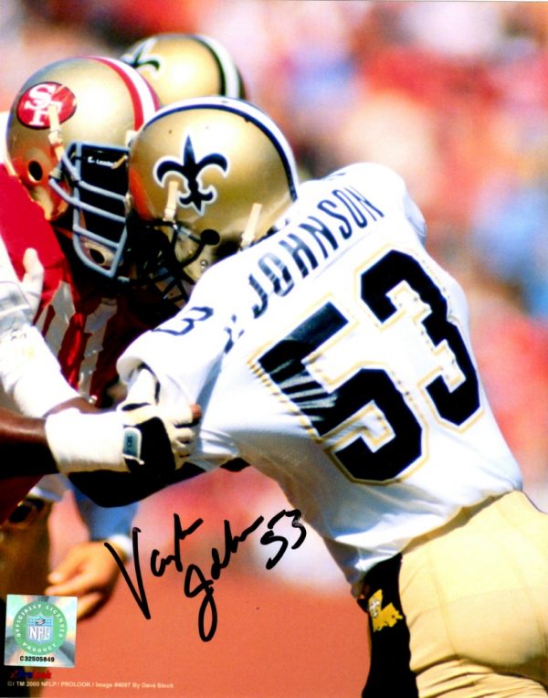 Autographed VAUGHAN JOHNSON 8X10 New Orleans Saints photo