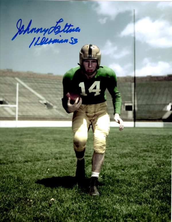 Autographed JOHNNY LATTNER 8X10 NOTRE DAME UNIVERSITY photo
