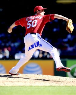 AUTOGRAPHED MICHAEL KIRKMAN 8X10 Texas Rangers Photo