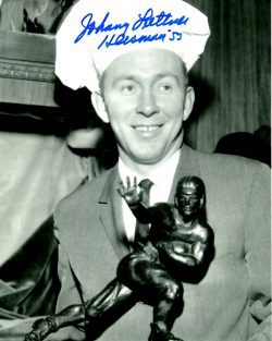 Autographed JOHNNY LATTNER 8X10 NOTRE DAME UNIVERSITY photo