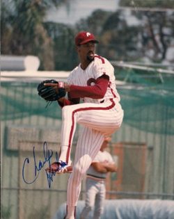 AUTOGRAPHED CHARLES HUDSON 8X10 photo  Philadelphia Phillies