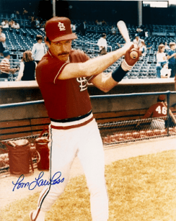 AUTOGRAPHED TOM LAWLESS 8X10 St. Louis Cardinals photo
