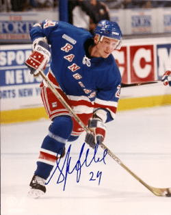 Autographed SYLVAIN LEFEBVRE New York Rangers Photo