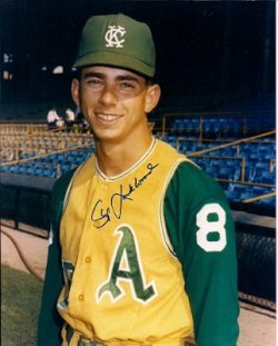 AUTOGRAPHED SKIP LOCKWOOD 8X10 Kansas City A's Photo