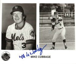AUTOGRAPHED MIKE CUBBAGE 8X10 New York Mets photo