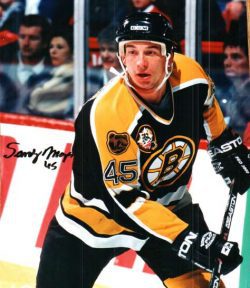 Autographed SANDY MOGER Boston Bruins  Photo