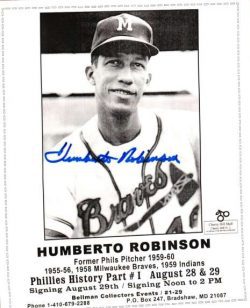 AUTOGRAPHED  HUMBERTO ROBINSON Milwaukee  Braves