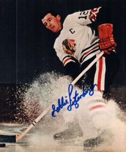 Autographed EDDIE LITZENBERGER 8X10 Photo - Chicago  Blackhawks