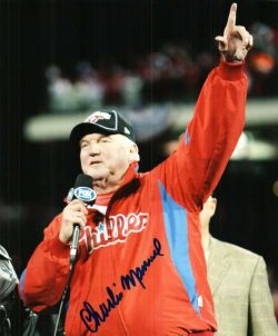 AUTOGRAPHED CHARLIE MANUEL 8x10 Philadelphia Phillies Photo