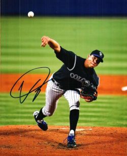 AUTOGRAPHED UBALDO JIMENEZ 8X10 Colorado Rockies Photo