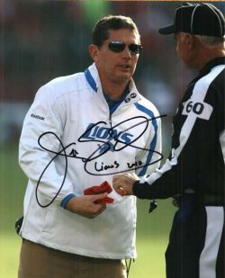 Autographed JIM SCHWARTZ 8X10 DETROIT LIONS photo