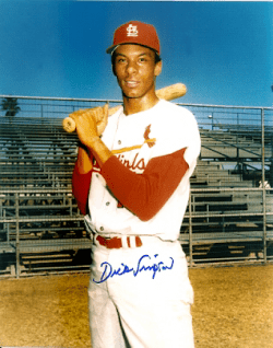 AUTOGRAPHED DICK SIMPSON 8x10 St. Louis Cardinals photo