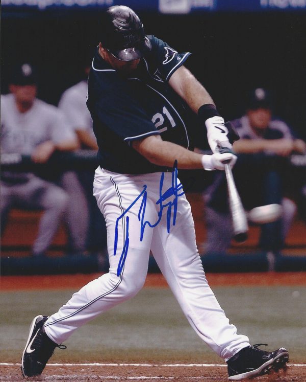 Autographed Ty Wiggington 8X10 Tampa Bay Rays Photo.