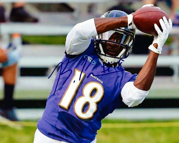 Autographed BRESHAD PERRIMAN 8X10 Baltimore Ravens Photo