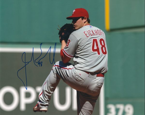 AUTOGRAPHED JERAD EICKHOFF 8X10 Philadelphia Phillies Photo