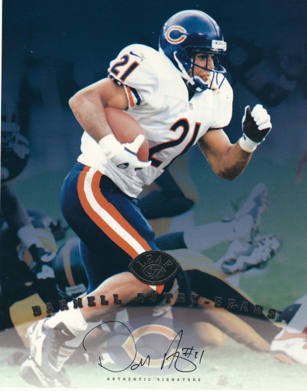 Autographed DARNELL AUTRY 8X10 Leaf 97 Chicago Bears Photo Card
