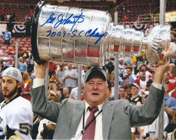 Autographed ED JOHNSTON 8x10 Pittsburgh Penguins Photo