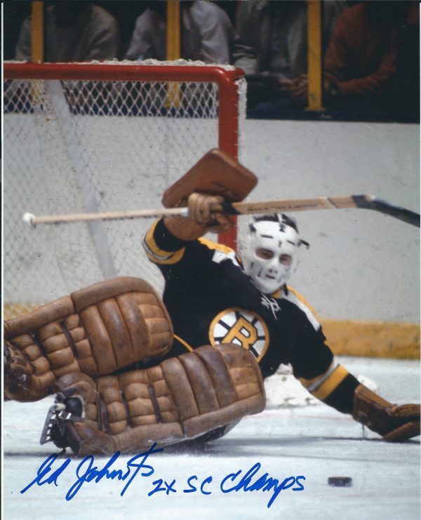 Autographed  ED JOHNSTON 8X10 Boston Bruins  Photo