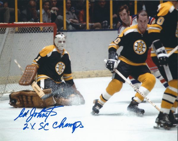 Autographed ED JOHNSTON 8X10 Boston Bruins  Photo
