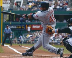 AUTOGRAPHED CARLOS SANTANA 8X10 Cleveland Indians Photo