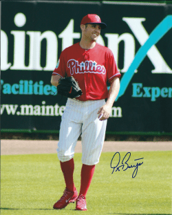 AUTOGRAPHED PETER BOURJOS 8X10 Philadelphia Phillies Photo