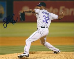 AUTOGRAPHED LATROY HAWKINS 8X10 Colorado Rockies Photo