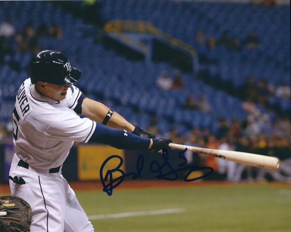 Autographed  BRANDON GUYER 8X10 Tampa Bay Rays Photo.