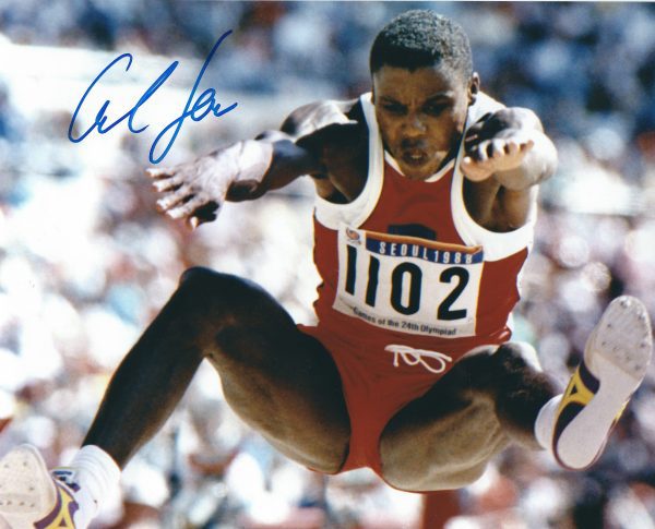Autographed CARL LEWIS USA 8X10 Photo Gold Medal Winner