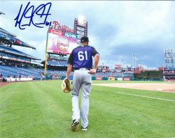 AUTOGRAPHED MATT CARASITI 8X10 Colorado Rockies Photo