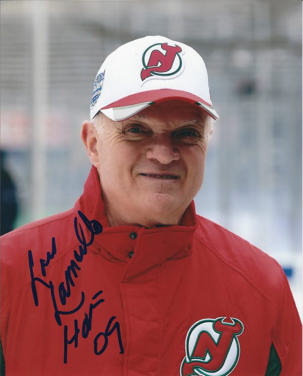 Autographed LOU LAMORIELLO 8X10 New Jersey Devils Photo