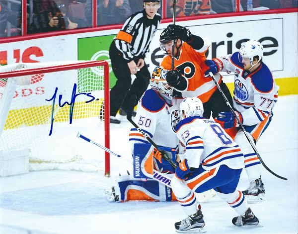 Autographed JONAS GUSTAVSSON 8X10 Edmonton Oilers Photo