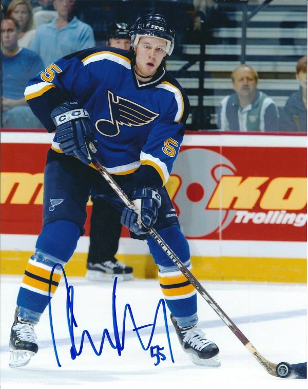 Autographed CHRISTIAN BACKMAN St. Louis Blues Photo