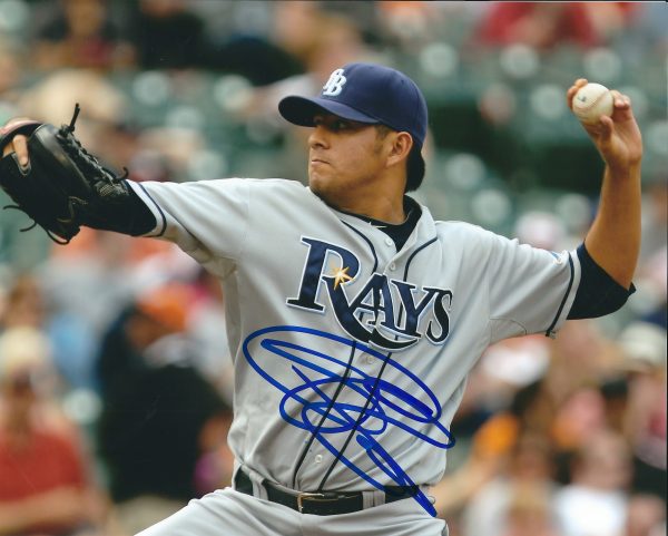 Autographed CESAR RAMOS 8X10 Tampa Bay Rays Photo.