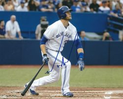 AUTOGRAPHED MICHAEL SAUNDERS  8X10 Toronto Blue Jays Photo