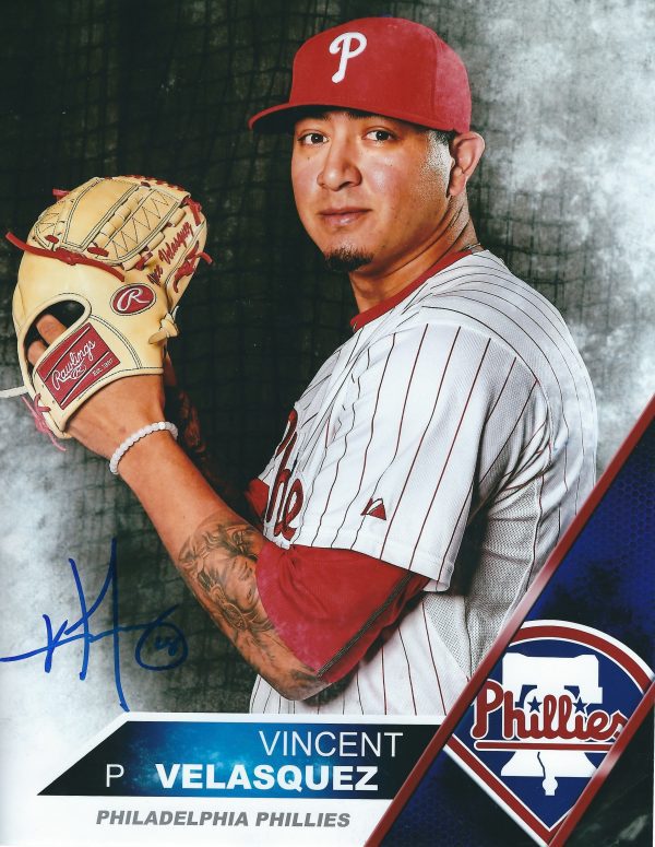 AUTOGRAPHED VINCENT VELASQUEZ 8X10 Philadelphia Phillies Photo