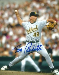 AUTOGRAPHED TOM CANDIOTTI 8X10 Oakland A's Photo