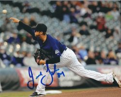AUTOGRAPHED JORDAN LYLES 8X10 Colorado Rockies Photo