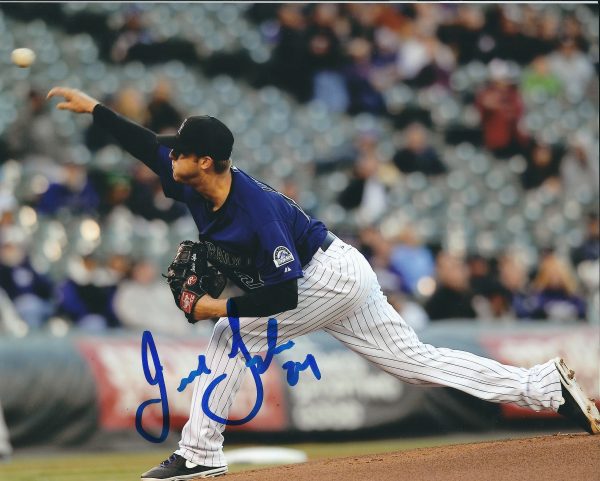AUTOGRAPHED JORDAN LYLES 8X10 Colorado Rockies Photo