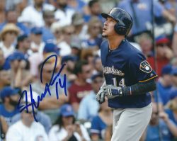 AUTOGRAPHED HERNAN PEREZ 8X10 Milwaukee Brewers Photo