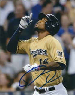 AUTOGRAPHED DOMINGO SANTANA 8X10 Milwaukee Brewers Photo