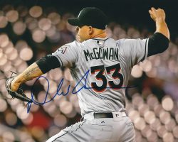 AUTOGRAPHED DUSTIN MCGOWAN 8X10 Miami Marlins Photo