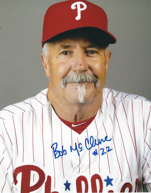 AUTOGRAPHED BOB MCCLURE 8X10 Philadelphia Phillies Photo