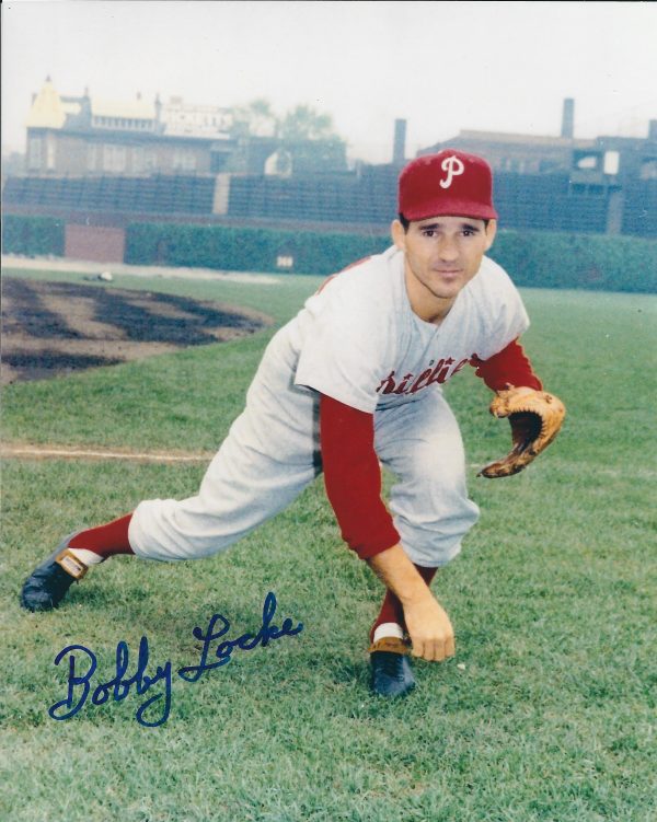 AUTOGRAPHED BOBBY LOCKE 8x10 Philadelphia Phillies Photo