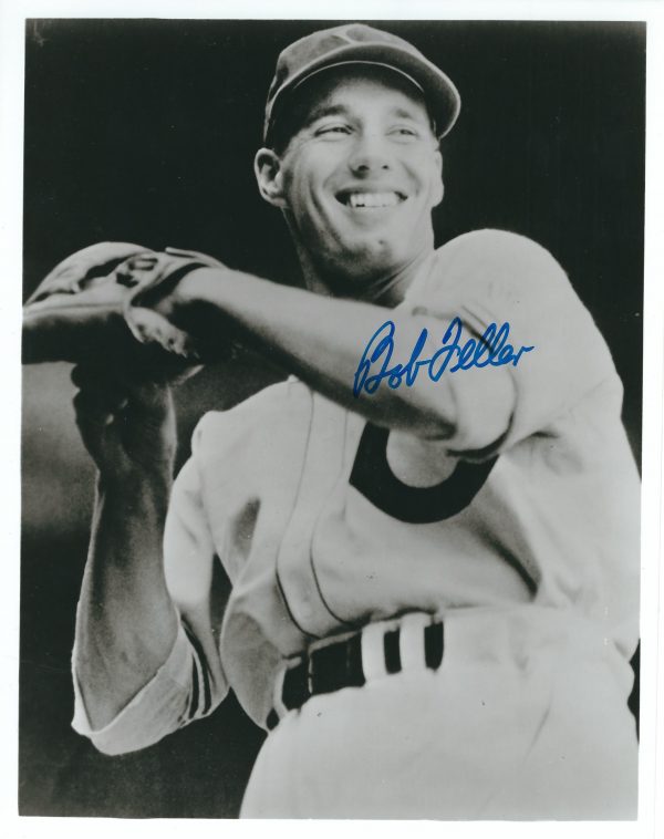 Autographed HOF'R BOB FELLER 8x10 Cleveland Indians Photo