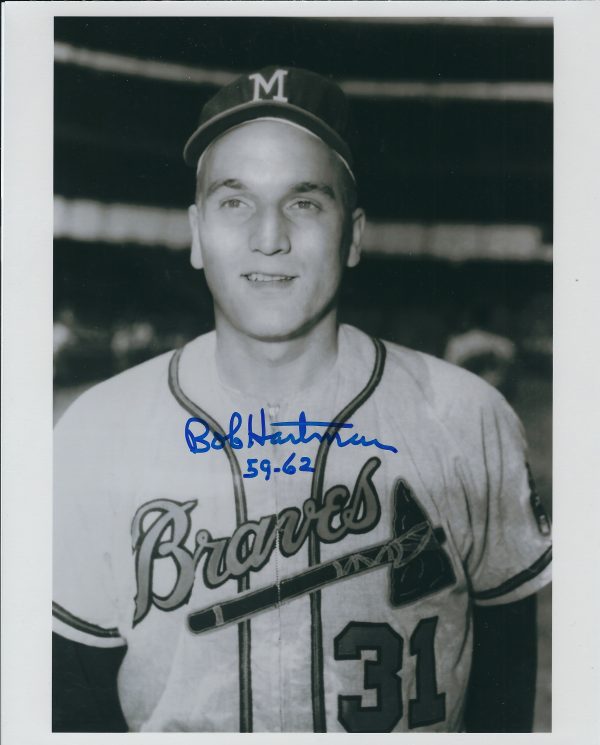 AUTOGRAPHED BOB HARTMAN 8X10 Milwaukee Braves Photo