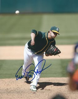 AUTOGRAPHED EVAN SCRIBNER 8X10 Oakland A's Photo