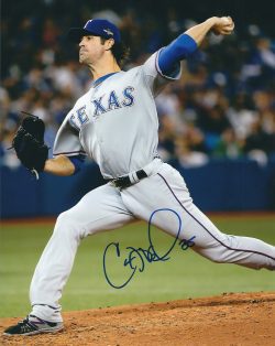 AUTOGRAPHED COLE HAMELS 8X10 Texas Rangers Photo